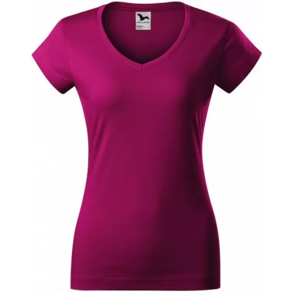  Дамска тениска MALFINI FIT V-NECK 162 ЧЕРВЕНА ФУКСИЯ 