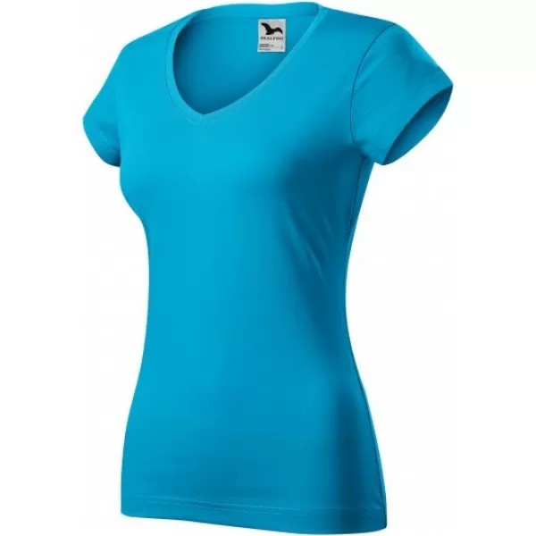  Дамска тениска MALFINI FIT V-NECK 162 ТЮРКОАЗ 