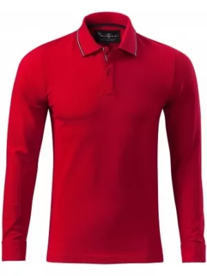 Мъжка тениска с дълги ръкави и яка MALFINI PREMIUM CONTRAST STRIPE LS 258 ЧЕРВЕНА ФОРМУЛА