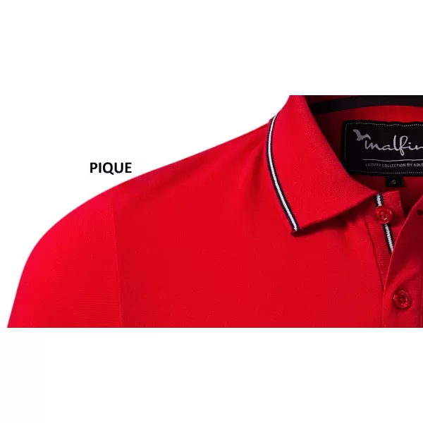  Мъжка тениска с дълги ръкави и яка MALFINI PREMIUM CONTRAST STRIPE LS 258 ЧЕРВЕНА ФОРМУЛА 