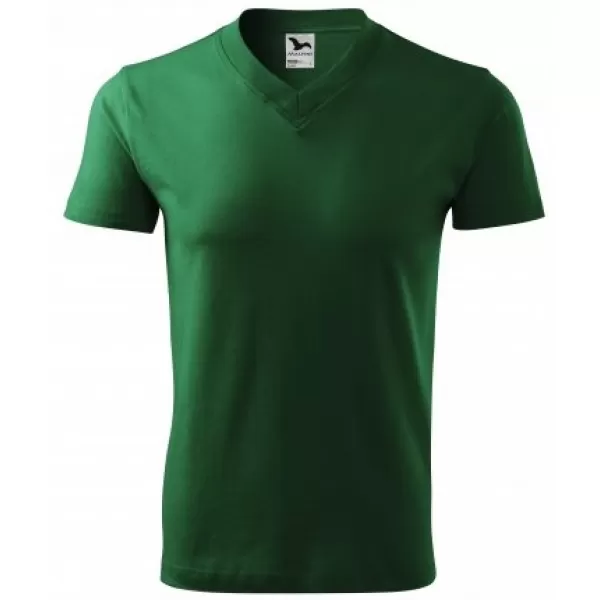  Мъжка тениска MALFINI V-NECK 102 БУТИЛКА ЗЕЛЕНО 
