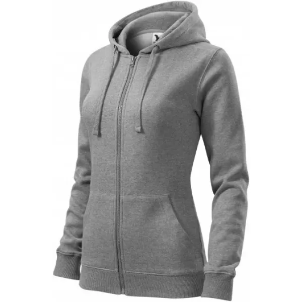  Дамски суичър MALFINI TRENDY ZIPPER 411 ТЪМНОСИВИ ОТБЛЯСЪЦИ 
