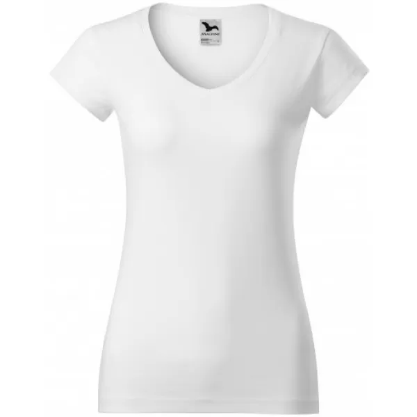 Дамска тениска MALFINI FIT V-NECK 162 БЯЛО 