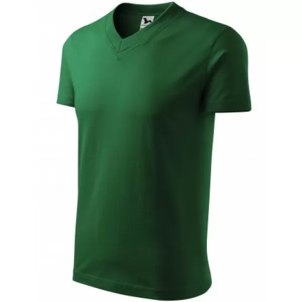  Мъжка тениска MALFINI V-NECK 102 БУТИЛКА ЗЕЛЕНО 