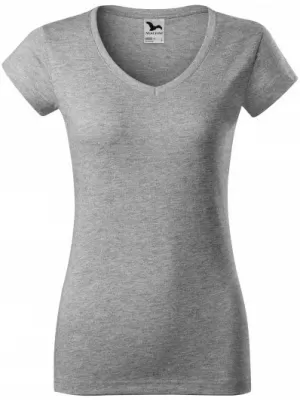 Дамска тениска MALFINI FIT V-NECK 162 ТЪМНОСИВИ ОТБЛЯСЪЦИ