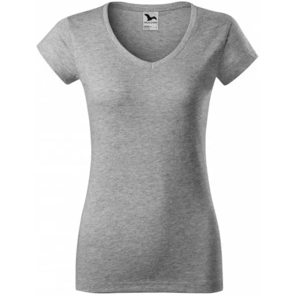  Дамска тениска MALFINI FIT V-NECK 162 ТЪМНОСИВИ ОТБЛЯСЪЦИ 