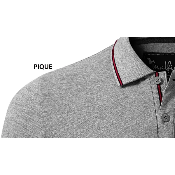  Мъжка тениска с дълги ръкави и яка MALFINI PREMIUM CONTRAST STRIPE LS 258 ТЪМНОСИВИ ОТБЛЯСЪЦИ 