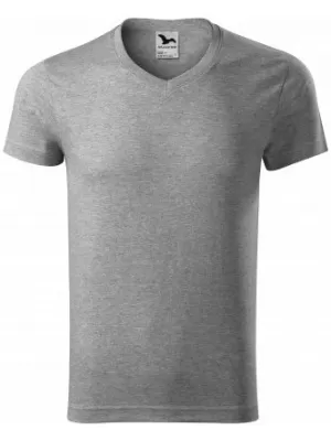 Мъжка тениска MALFINI SLIM FIT V-NECK 146 ТЪМНОСИВИ ОТБЛЯСЪЦИ