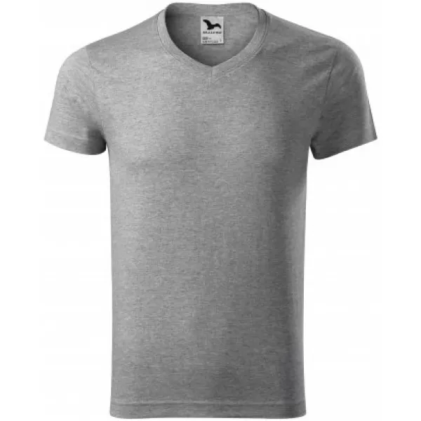  Мъжка тениска MALFINI SLIM FIT V-NECK 146 ТЪМНОСИВИ ОТБЛЯСЪЦИ 