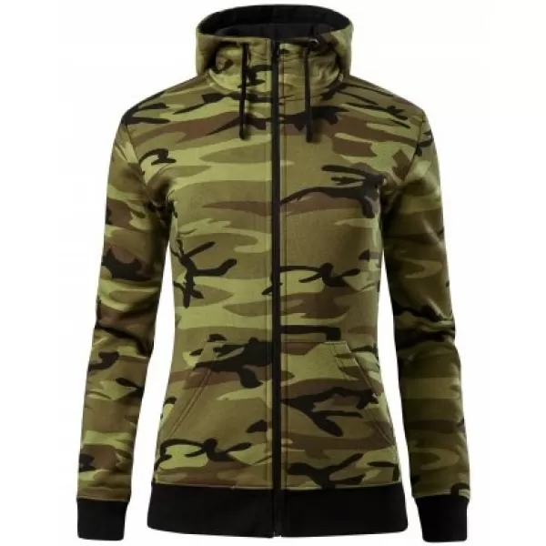  Дамски суичър MALFINI CAMO ZIPPER C20 КАМУФЛАЖНО ЗЕЛЕНО 