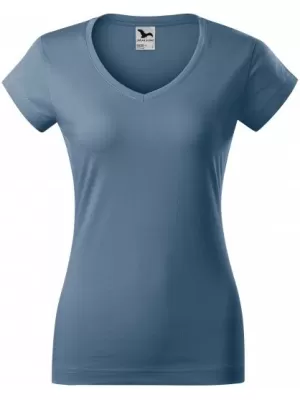 Дамска тениска MALFINI FIT V-NECK 162 ДЕНИМ