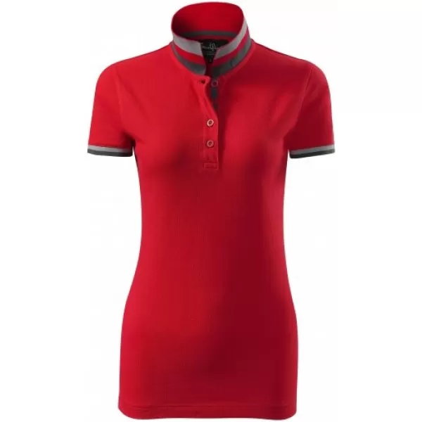  Дамска тениска с яка MALFINI PREMIUM COLLAR UP 257 ЧЕРВЕНА ФОРМУЛА 