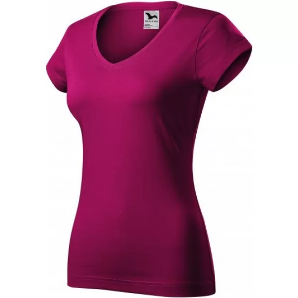  Дамска тениска MALFINI FIT V-NECK 162 ЧЕРВЕНА ФУКСИЯ 
