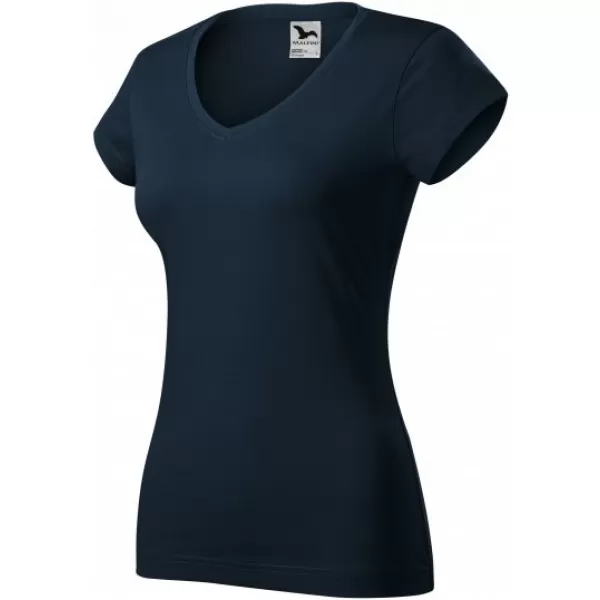 Дамска тениска MALFINI FIT V-NECK 162 МОРСКО СИНЬО 