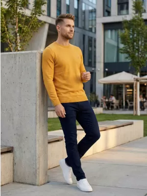 Мъжки пуловер ALTISPORT KAMIQ MPLS096 ЖЪЛТО
