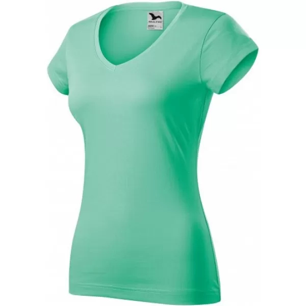  Дамска тениска MALFINI FIT V-NECK 162 МЕНТА 