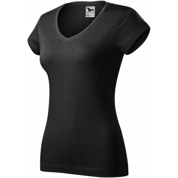  Дамска тениска MALFINI FIT V-NECK 162 АБАНОСОВО СИВО 