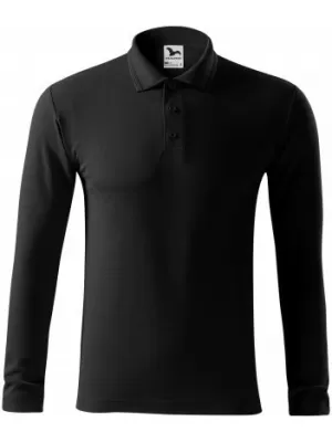 Мъжка тениска с дълги ръкави и яка MALFINI PIQUE POLO LS 221 ЧЕРЕН