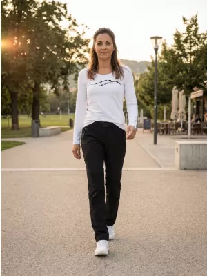 Dámské triko s dlouhým rukávem ALTISPORT CARRYOVER ALW001169 BÍLOČERNÁ