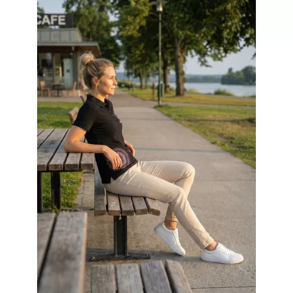  Дамска тениска с яка ALTISPORT ALW024210 ЧЕРНО РОЗОВО 