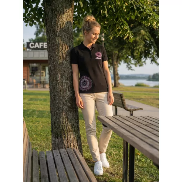  Дамска тениска с яка ALTISPORT ALW024210 ЧЕРНО РОЗОВО 