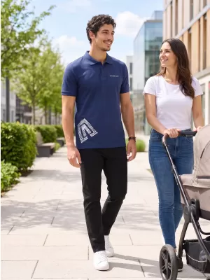 Мъжка тениска с яка ALTISPORT ALM013203 СРЕДНОЩНО СИНЬО
