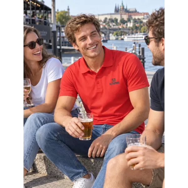  Мъжка функционална тениска с яка ALTISPORT ALM006217 ЧЕРВЕН 