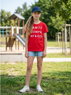 T -риза на момичето с къси ръкави SAM 73 MELANIE GT 551 ЧЕРВЕНО