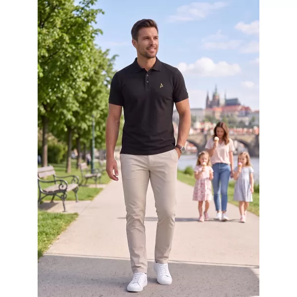  Мъжка премиум тениска с яка ALTISPORT ALM002203 ЧЕРНО И ЗЕЛЕНО 