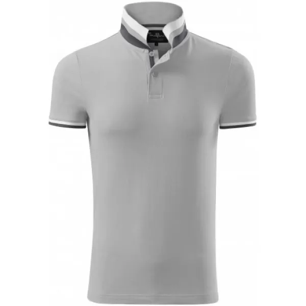  Мъжка тениска с яка MALFINI PREMIUM COLLAR UP 256 СРЕБРИСТО СИВО 