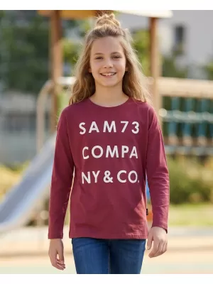 T -риза на момичето с дълги ръкави SAM 73 KAT GT 557 ТЪМНО РОЗОВО