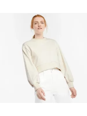 Дамски съкратен суичър PUMA CLASSICS PUFF SLEEVE CREW 531616-73 БЛЯСЪК В ЦВЯТ СЛОНОВА КОСТ