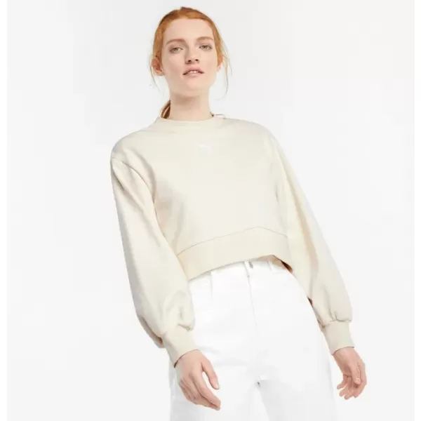  Дамски съкратен суичър PUMA CLASSICS PUFF SLEEVE CREW 531616-73 БЛЯСЪК В ЦВЯТ СЛОНОВА КОСТ 