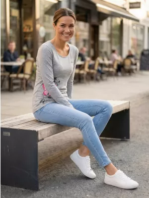 Dámské triko s dlouhým rukávem ALTISPORT CARRYOVER ALW137169 TMAVĚ ŠEDÝ MELÍR