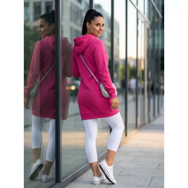  Дамски удължен суичър MALFINI SNAP 419 МАГЕНТА 