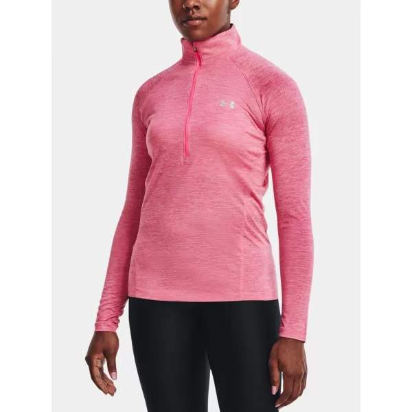  Дамска тениска UNDER ARMOUR TECH 1/2 ZIP - TWIST 1320128-676 РОЗОВО 
