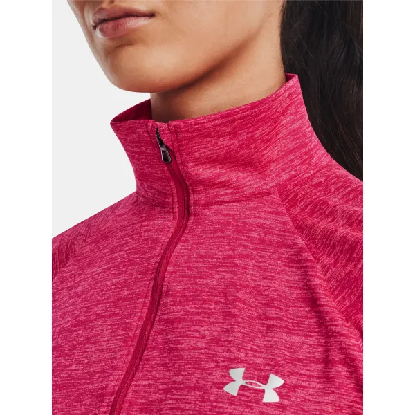  Дамска тениска UNDER ARMOUR TECH 1/2 ZIP - TWIST 1320128-975 РОЗОВО 