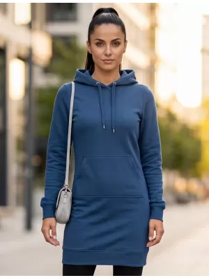 Дамски удължен суичър MALFINI SNAP 419 СРЕДНОЩНО СИНЬО