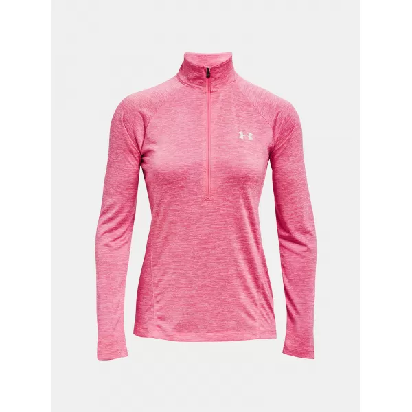  Дамска тениска UNDER ARMOUR TECH 1/2 ZIP - TWIST 1320128-676 РОЗОВО 