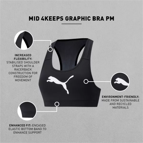  Дамски сутиен PUMA MID IMPACT 4KEEPS GRAPHIC BRA PM 520306-90 ЧЕРЕН 