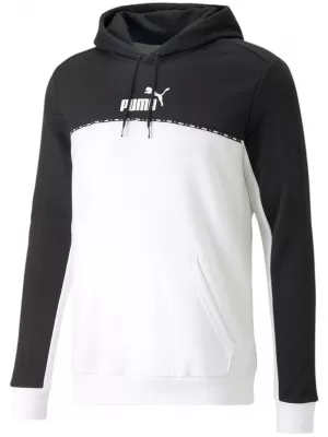 Мъжки суичър PUMA ESS BLOCK X TAPE HOODIE FL 673342-01 ЧЕРНО/БЯЛО