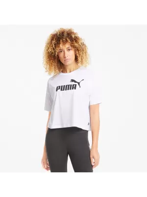 Дамски съкратен топ PUMA ESS CROPPED LOGO TEE 586866-02 БЯЛО