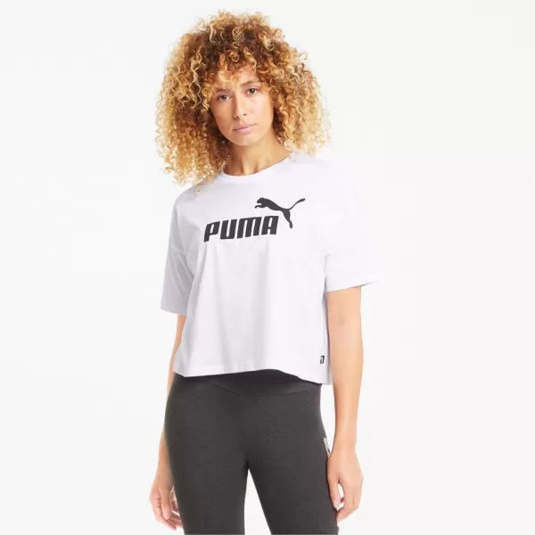  Дамски съкратен топ PUMA ESS CROPPED LOGO TEE 586866-02 БЯЛО 
