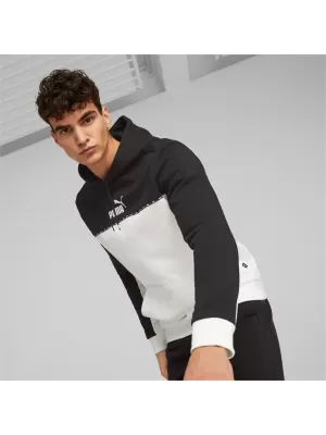 Мъжки суичър PUMA ESS BLOCK X TAPE HOODIE FL 673342-01 ЧЕРНО/БЯЛО