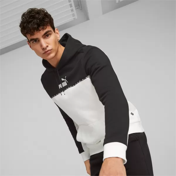  Мъжки суичър PUMA ESS BLOCK X TAPE HOODIE FL 673342-01 ЧЕРНО/БЯЛО 
