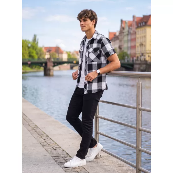  Риза BRANDIT KOSTKOVANÁ KRÁTKÝ RUKÁV BD4032 БЯЛО/ЧЕРНО 