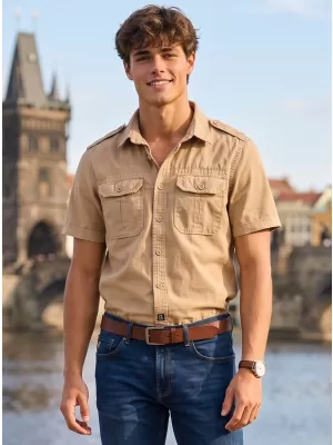 Риза BRANDIT VINTAGE KRÁTKÝ RUKÁV BD4024 САНДИ