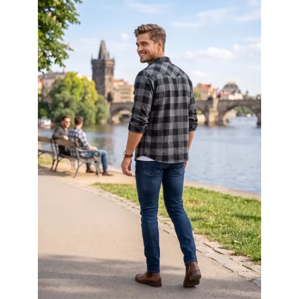  Риза BRANDIT KOSTKOVANÁ DLOUHÝ RUKÁV BD4002 ЧЕРНО/СИВО 