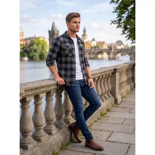  Риза BRANDIT KOSTKOVANÁ DLOUHÝ RUKÁV BD4002 ЧЕРНО/СИВО 