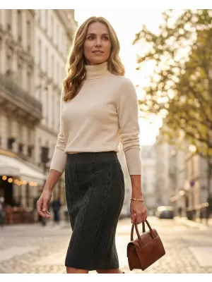 Дамска плетена пола KIXMI RUTH ТЪМНО СИВ МЕЛАНЖ